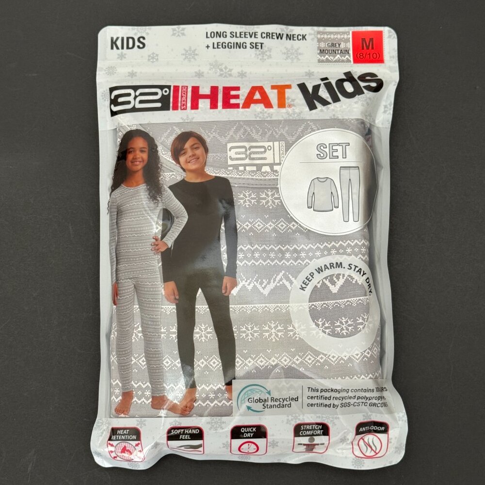 32 Degrees Kids' Gray Heat Set - M (8/10) NWT